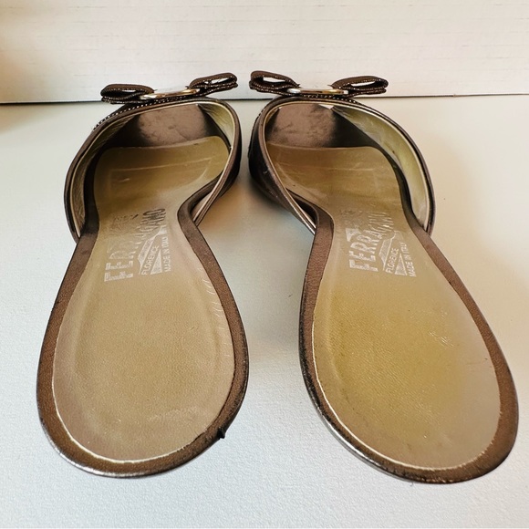 FERRAGAMO Mules Bronze Vara Bow Kitten Heel - Picture 4 of 12